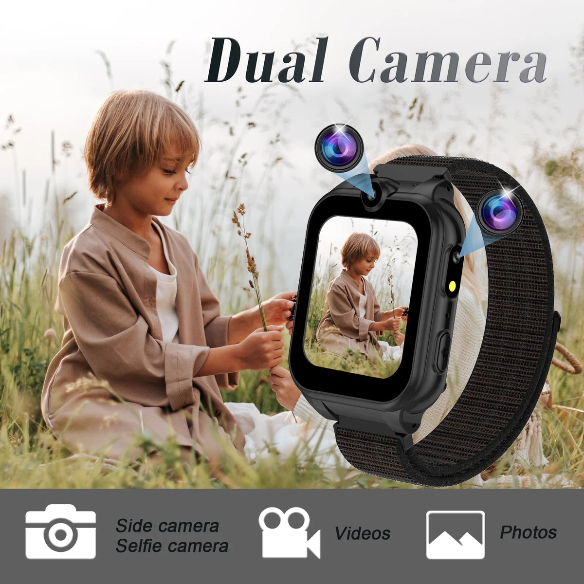 Black Kids Smart Watch with Dual Camera A57242