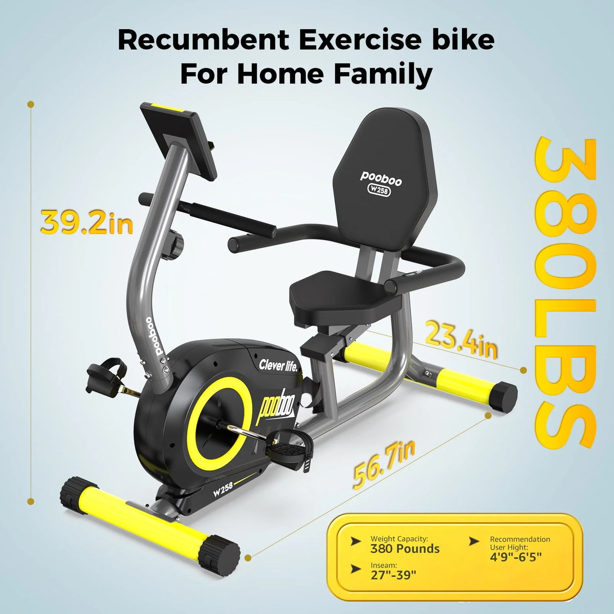 Recumbent Stationary Bike with Magnetic Resistance Y4580