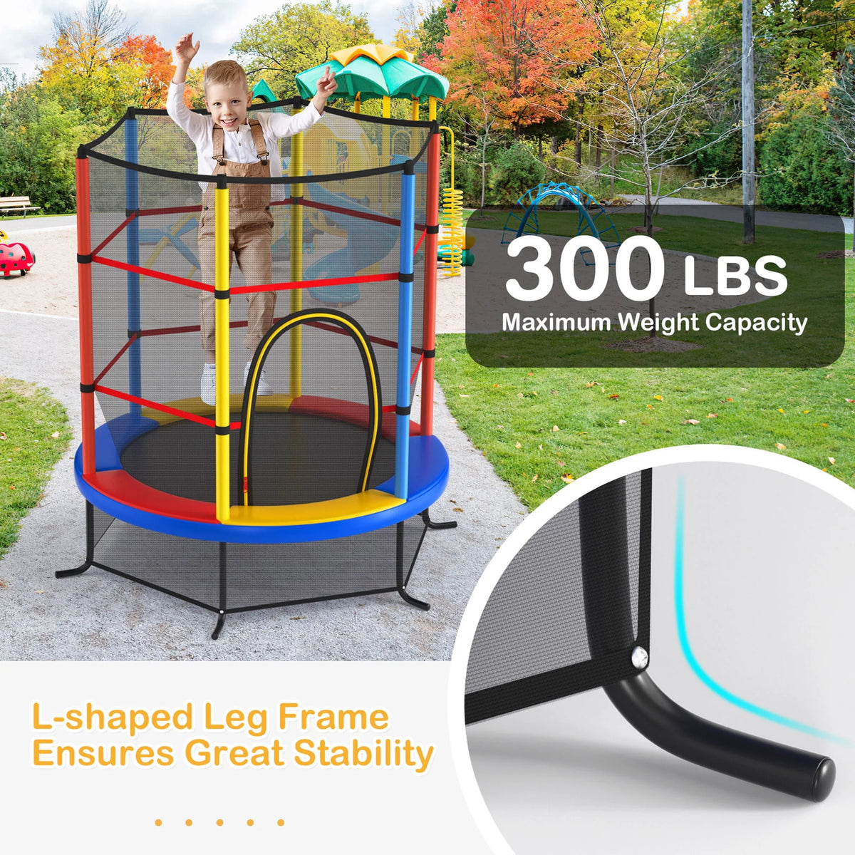 55'' Recreational Trampoline with Enclosure Net O4426