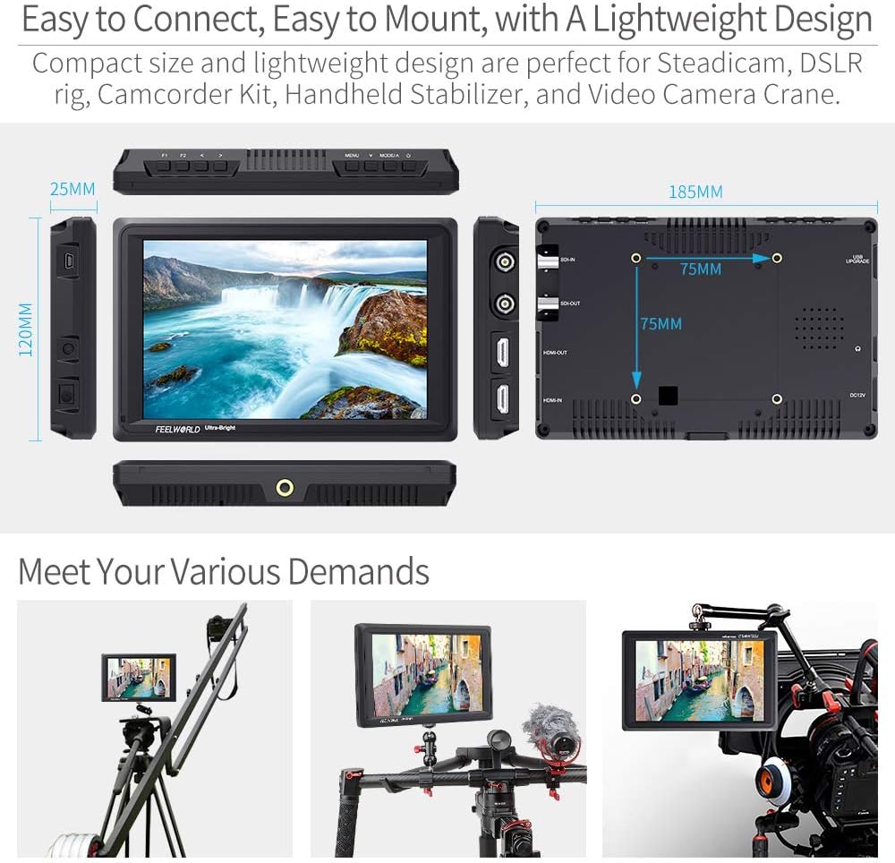 7 Inch 2200nit DSLR Camera Field Monitor Full HD 1920x1200 3G SDI 4K HDMI C23440