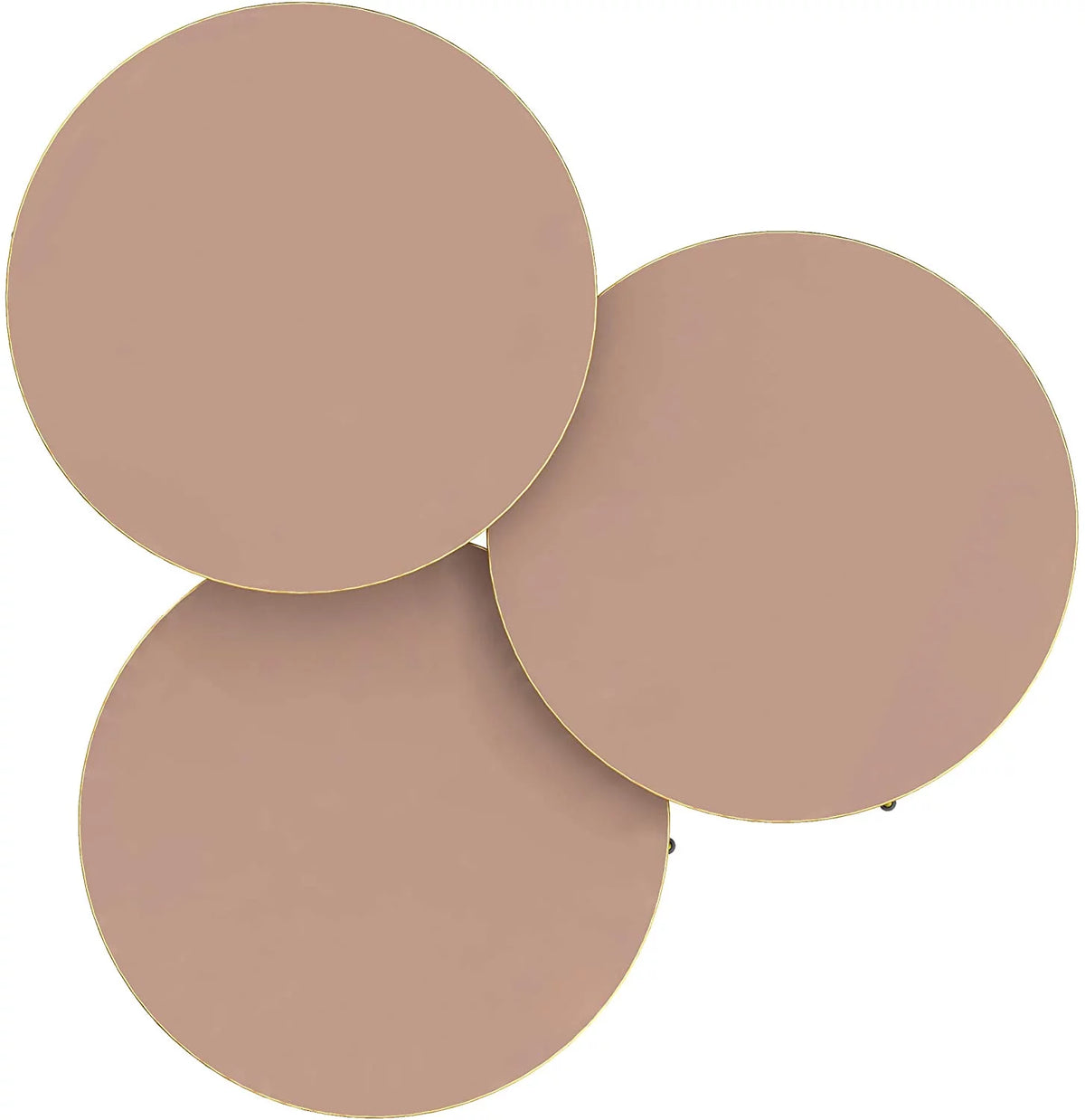 Set of 3 High Gloss Cappuccino Round Nesting Tables with Gold Legs D668