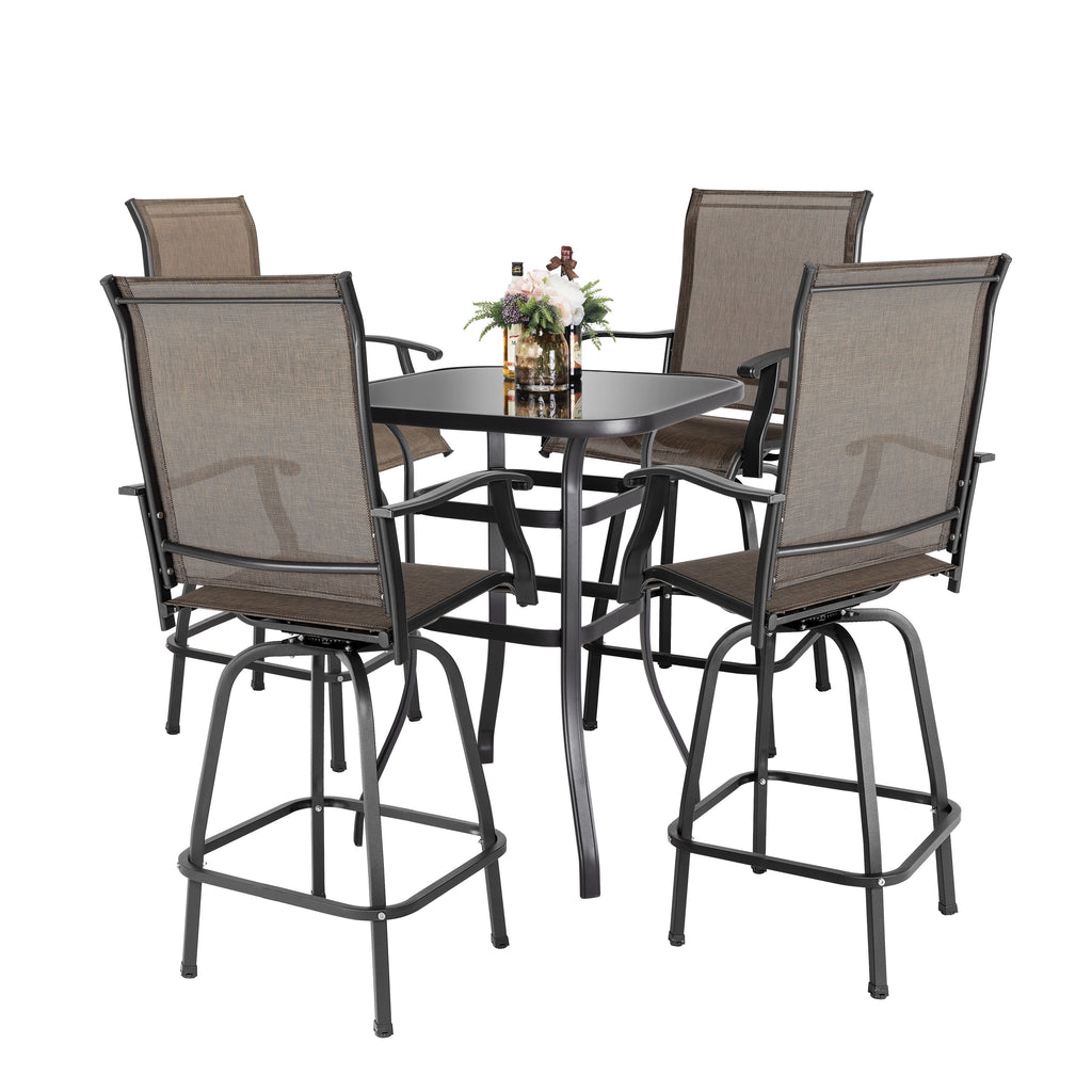 5 Piece Patio Bistro Set with Tempered Glass Table D87139