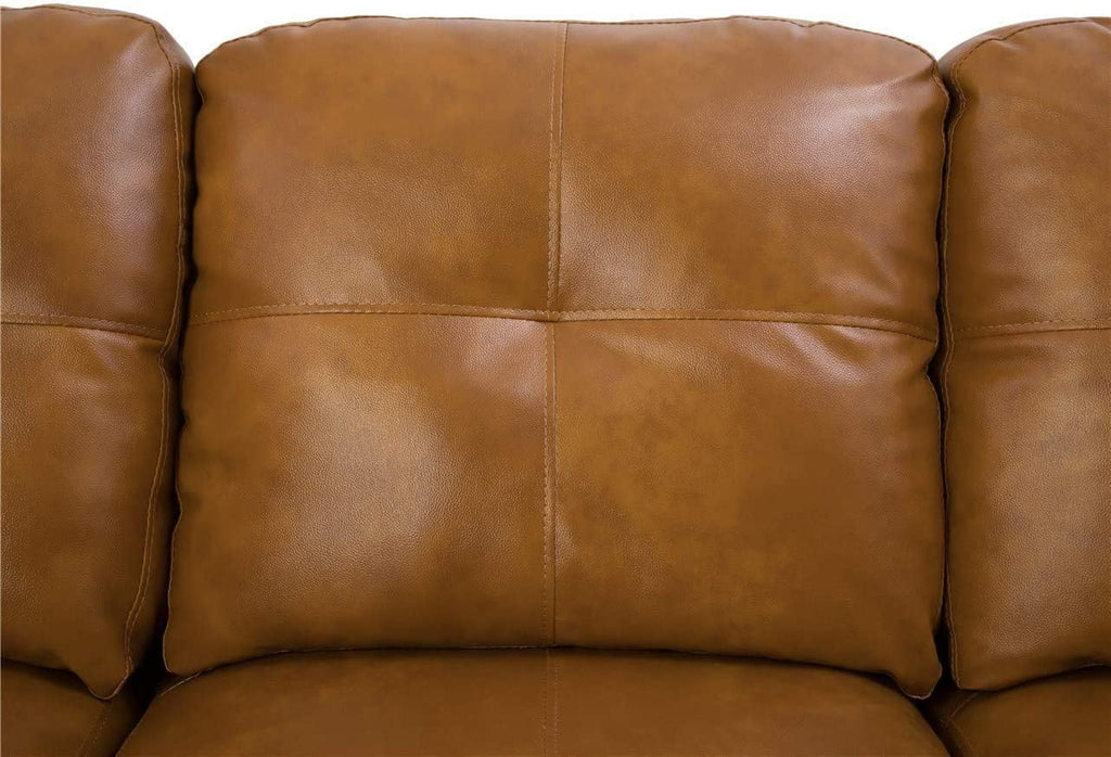 Faux Leather 3 Piece L-Shaped Sectional Sofa with Storage Ottoman and Pillows C786