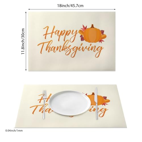 Orange Faux Leather 12 X 18 Inchs 6-Pack Placemats Q605