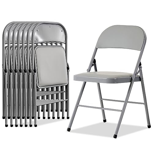 Grey 4 Pack Padded Folding Chairs with Steel Frame X47856