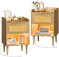 Rattan-Like Side End Tables with Charging Station S886