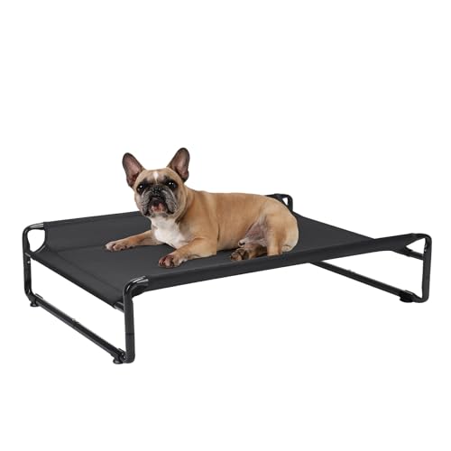 Elevated Cooling Dog Bed with Washable Mesh, Large, Black B49847