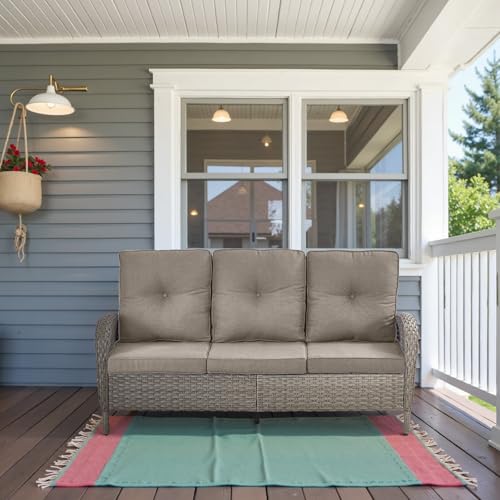 Brown Wicker High Back Patio Club Chair Set of 2 with Removable Cushions X440187