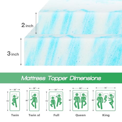 3 Inch Gel Infused Memory Foam Mattress Topper Full F8443