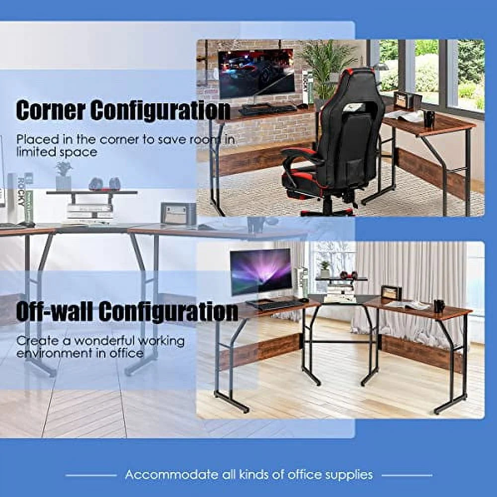 L-Shaped Desk Wood Metal G88717