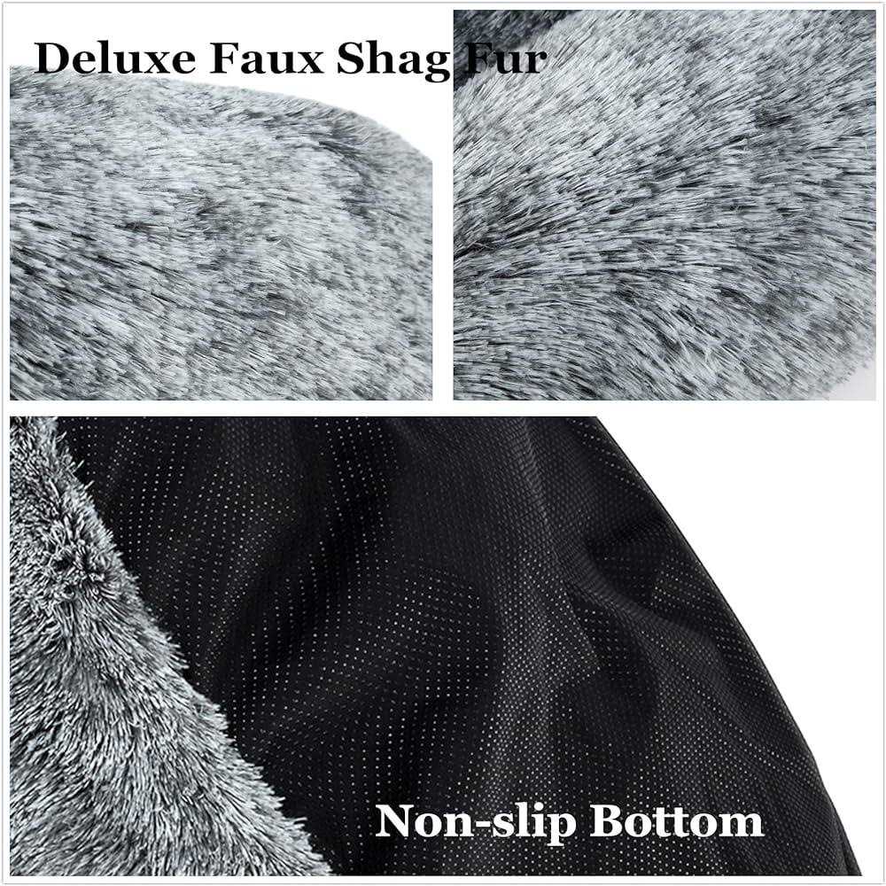 Oval Shag Faux Fur Washable Round Pet Bed V675