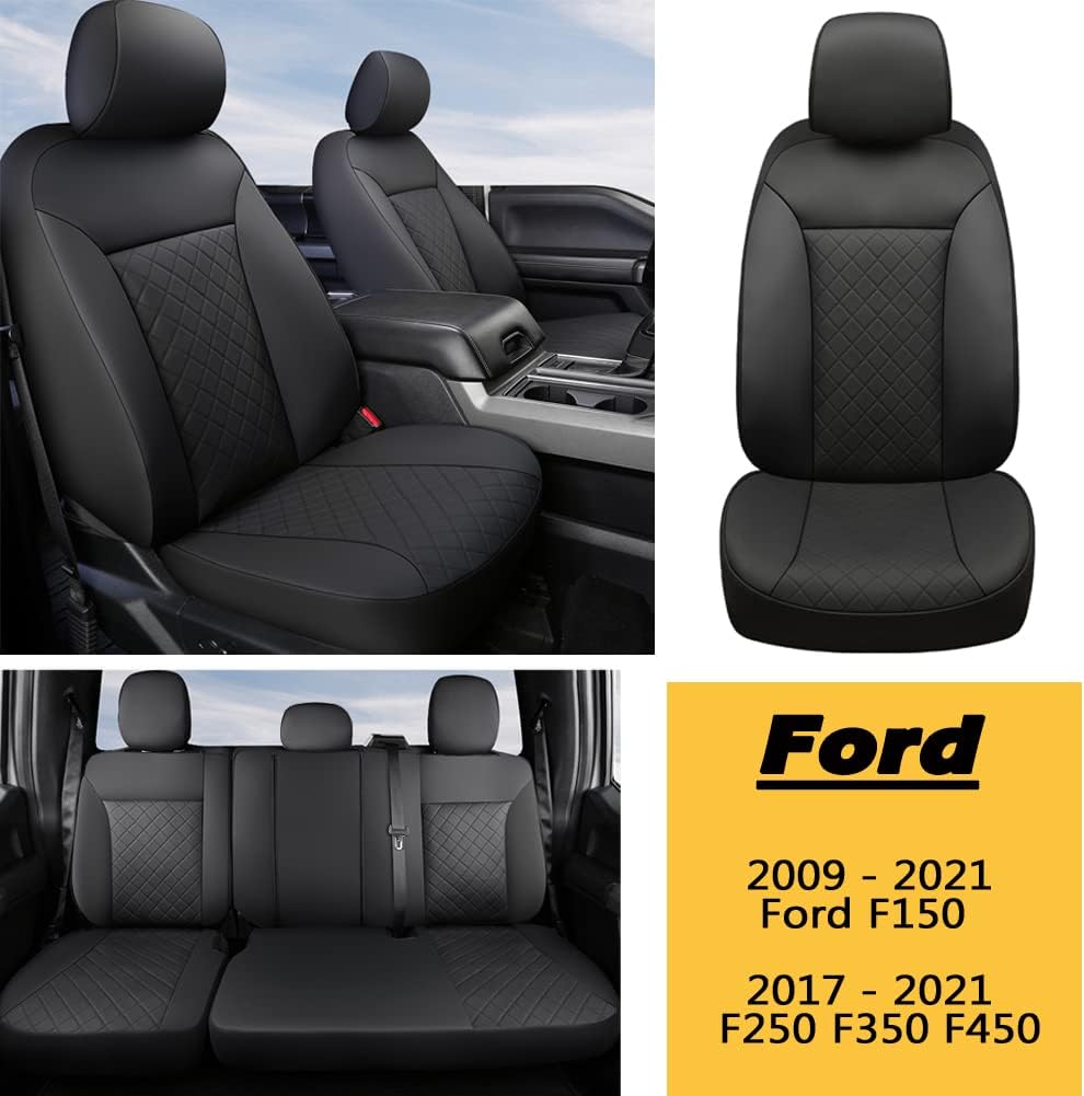 Custom Fit Car Seat Covers Full Set Black Blue W32308