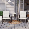 3 Piece Bistro Set Patio Rocking Chairs with Off-White Cushions Q794