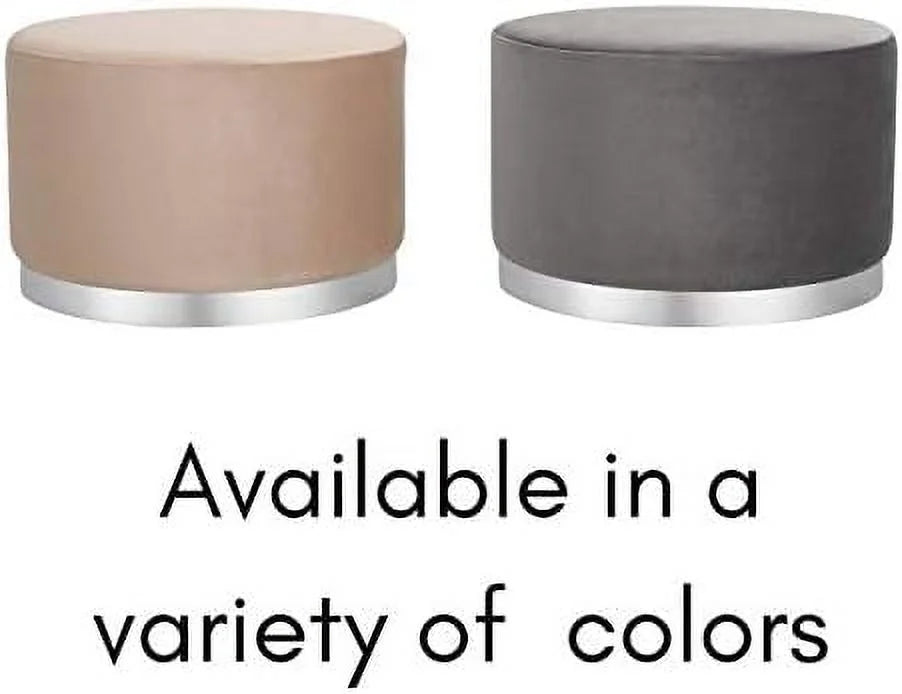 Round Grey Velvet Ottoman Foot Stool S92019