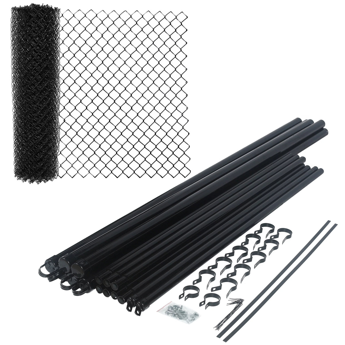 Black PVC Coated Chain Link Steel Fence 5X50 ft T5154