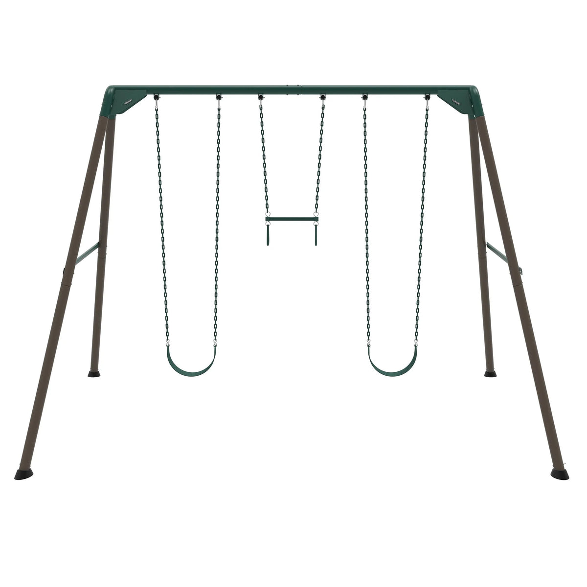 Kid's Metal Swing Set with 2 Belt Swings and Trapeze Bar G90725