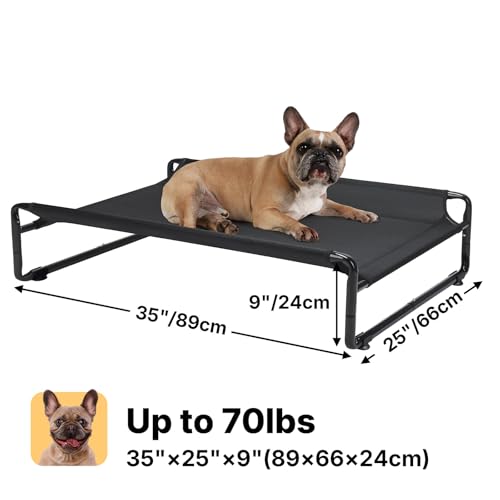 Elevated Cooling Dog Bed with Washable Mesh, Large, Black B49847
