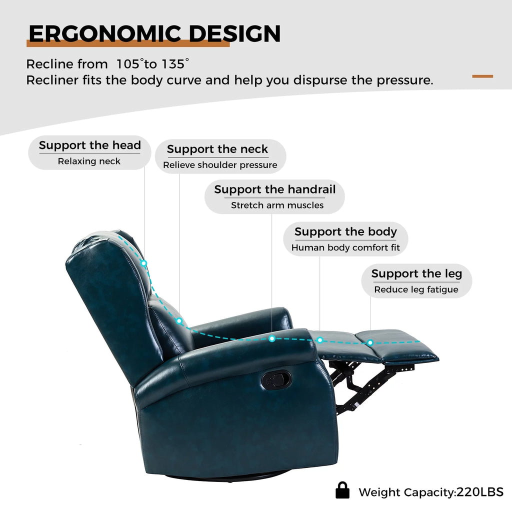 Turquoise Faux Leather Recliner Armchair E209