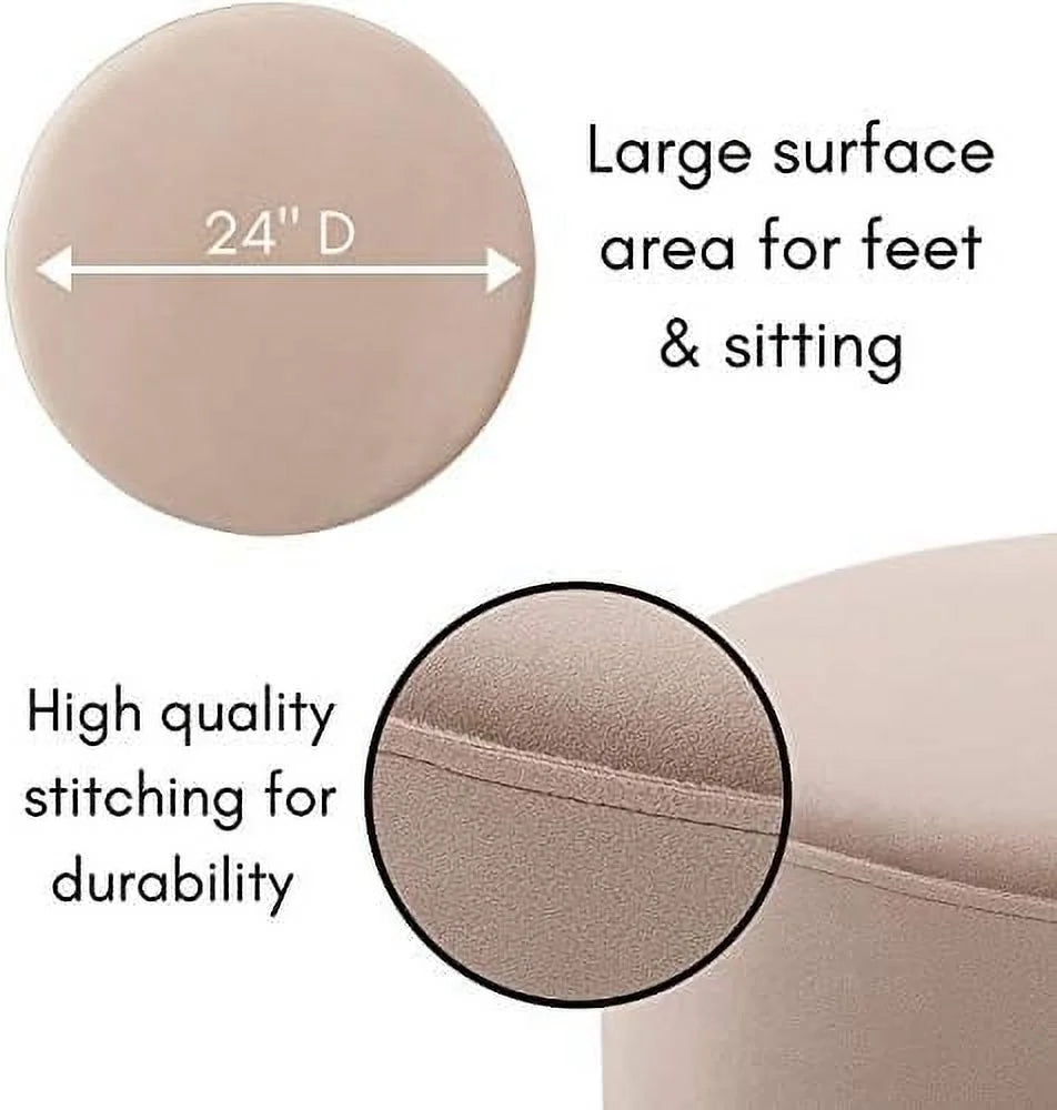 Round Grey Velvet Ottoman Foot Stool S92019