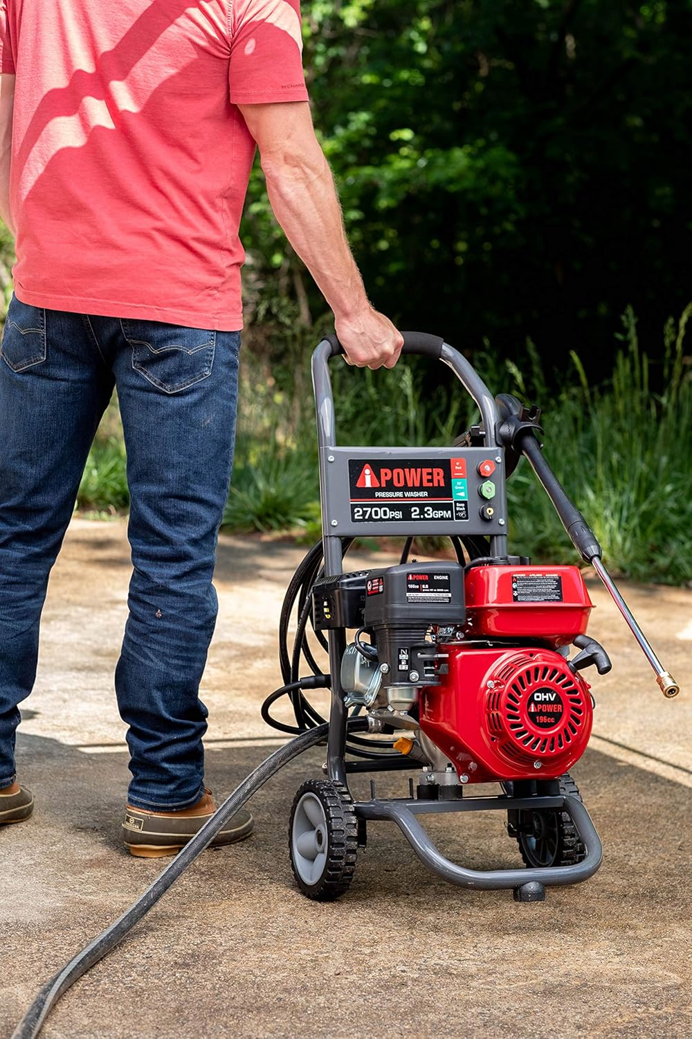 Gas Powered Pressure Washer 2700 PSI 2.3 GPM 7HP with 3 Nozzle Attachments M40343