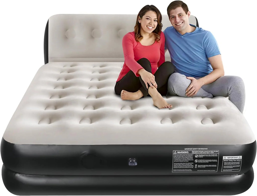 Queen 18 Inch Air Mattress with Built in Pump and Headboard D6330