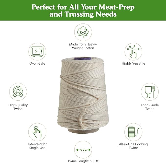 Food-Safe Cotton Butchers Cooking Twine 500ft 16 Ply 2.4mm Z328