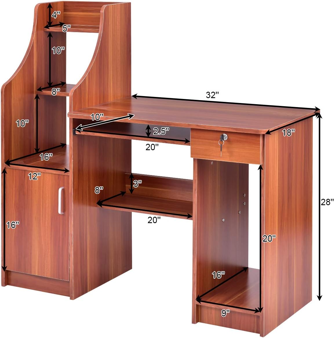 Computer Desk with Storage Cabinet & Drawer U66422