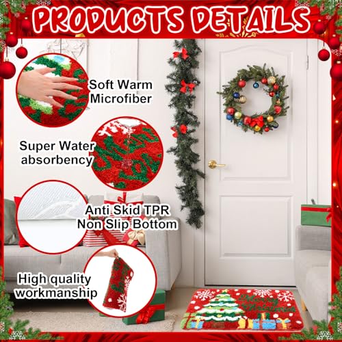 3 Pcs Non Slip Washable Christmas Bathroom Rug Set Z816