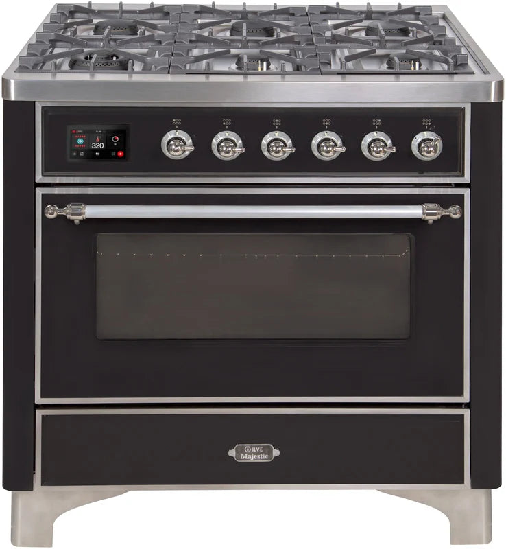 Glossy Black Dual Fuel Propane Gas Range E8369