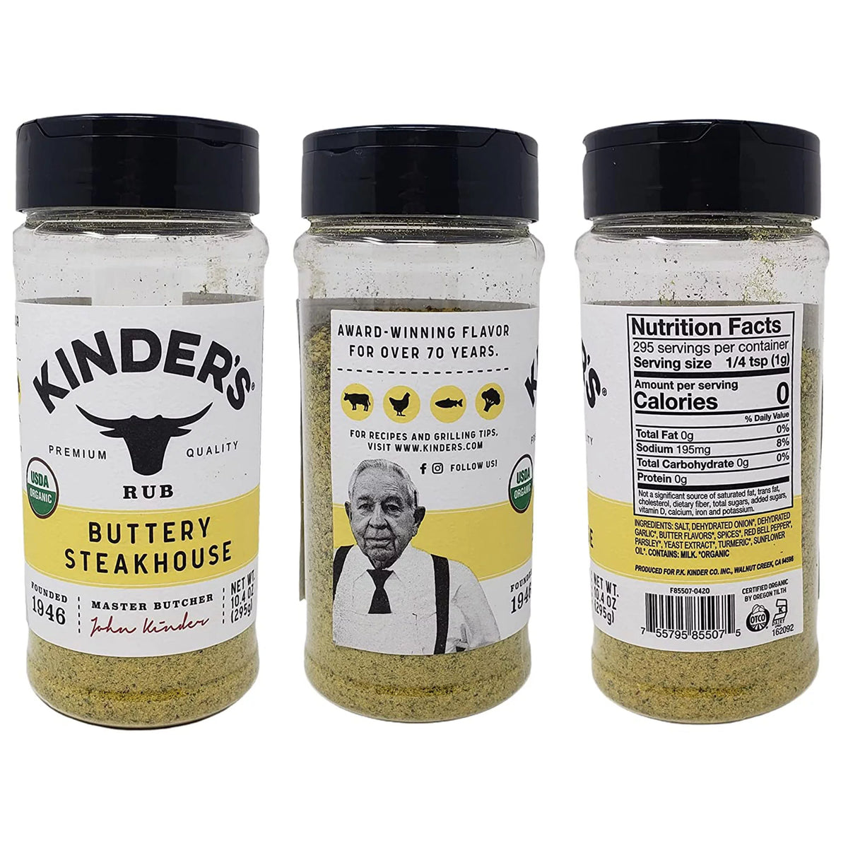 Organic Seasoning & Rub 3-Variety Pack with Mini Stainless Steel Whisk 4-Piece Set W184060