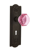 Passage Meadows Plate with Keyhole Waldorf Pink Door Knob in Oil-Rubbed Bronze D25296