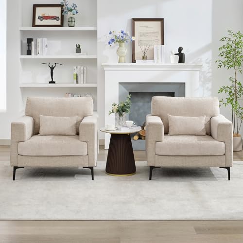 Oversized Green Chenille Armchair with Metal Legs M418429