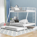 Twin Over Twin Metal Bunk Bed with Trundle and Stairs F581038