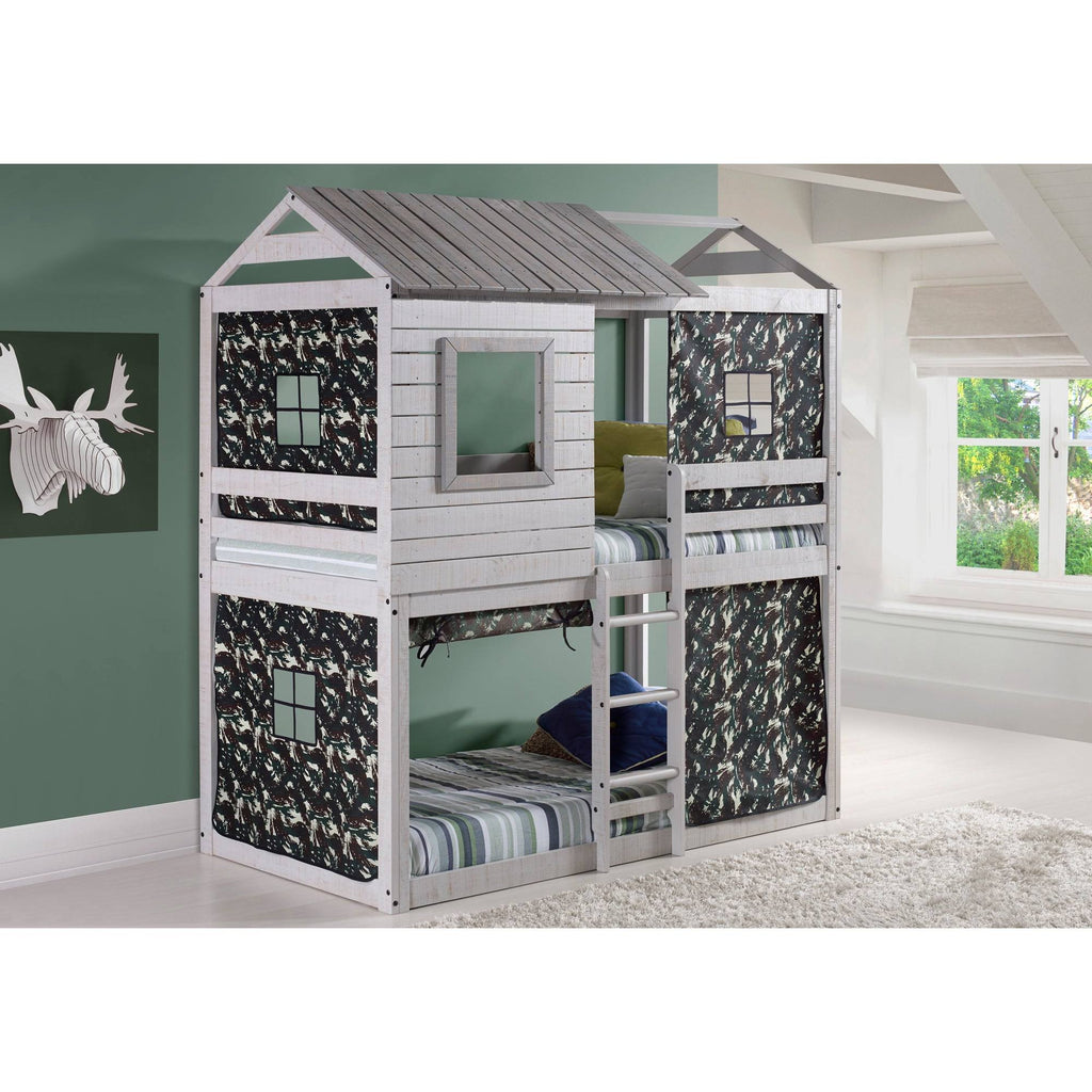Twin Over Twin Size Bunk Loft Bed with Tent P206