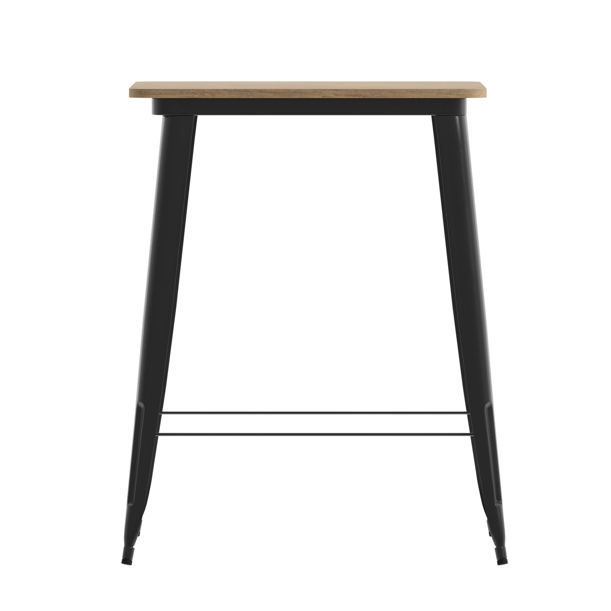 Indoor/Outdoor Bar Top Table with Brown Poly Resin Top and Black Steel Base T2500