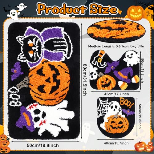3 Pcs Non Slip Washable Christmas Bathroom Rug Set Z816