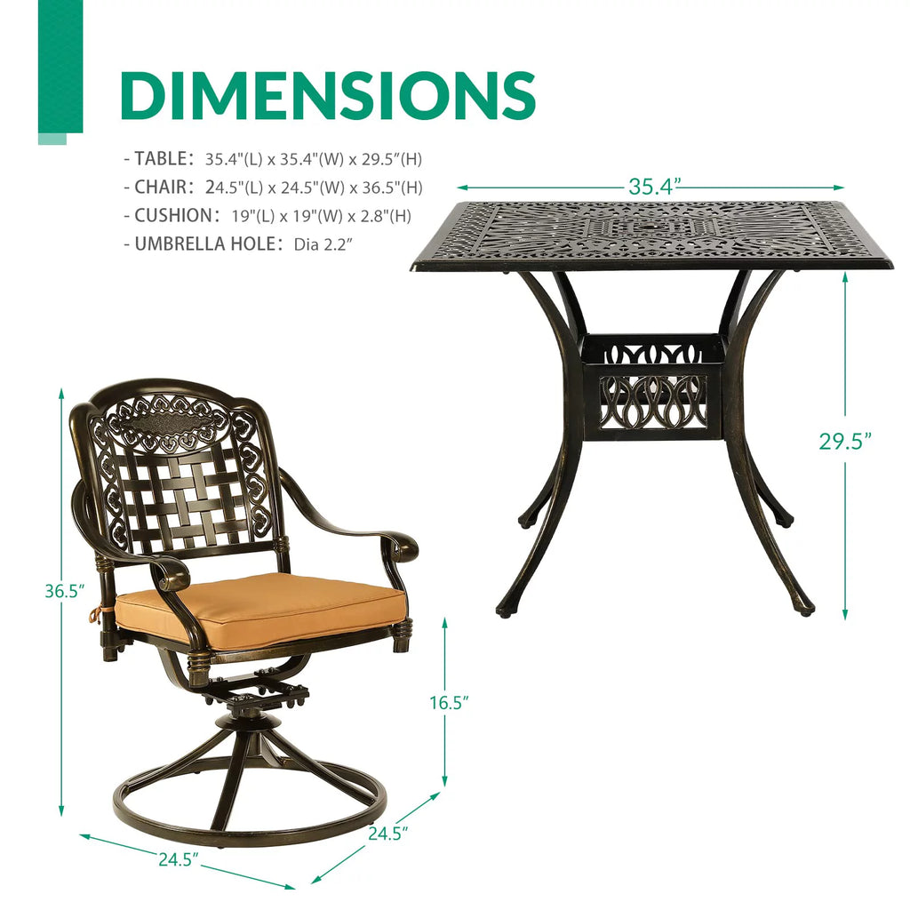 5-Piece All-Weather Cast Aluminum Patio Dining Set U3908