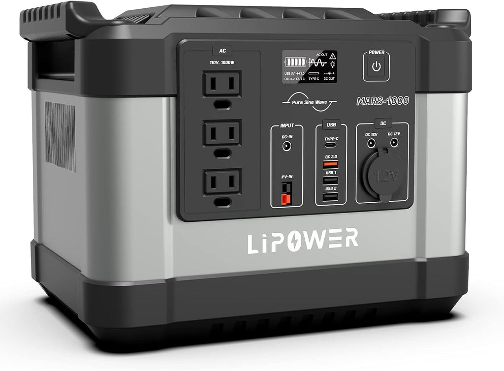 Portable Power Station 1000W 1100Wh Solar Generator with 3 110V Pure Sine Wave AC Outlet L7702