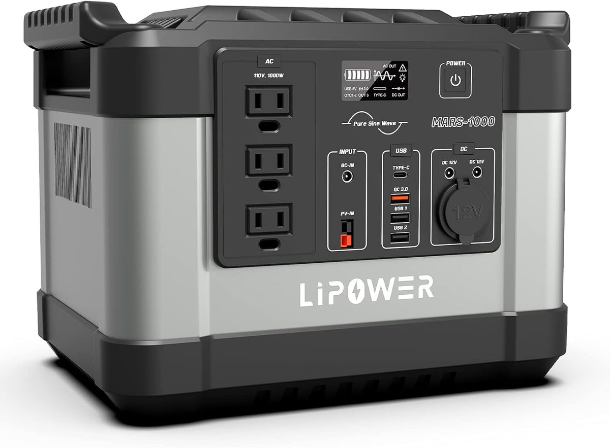 Portable Power Station 1000W 1100Wh Solar Generator with 3 110V Pure Sine Wave AC Outlet L7702
