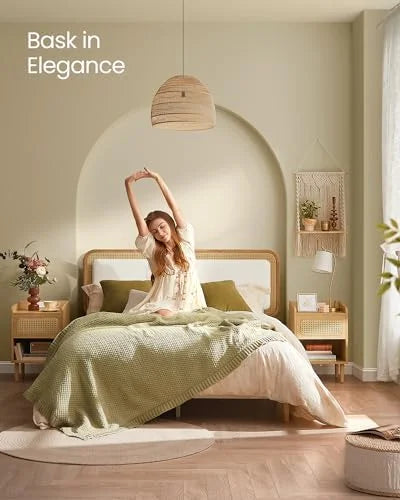 Rattan-Like Side End Tables with Charging Station S886