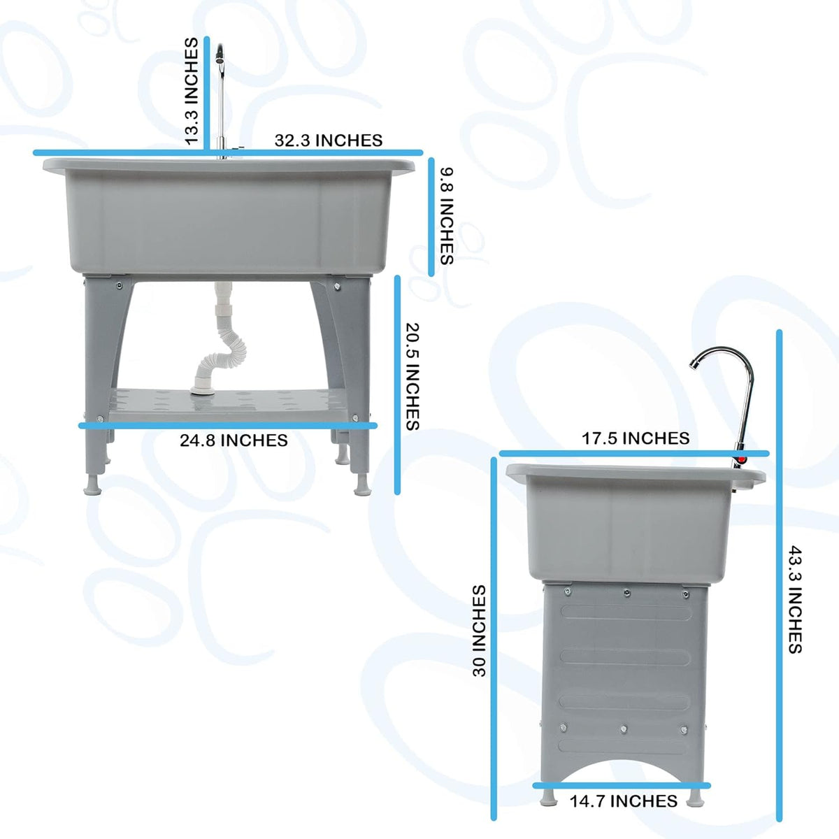Portable Dog Bathing Station with Removable Shelf and Massage Brush G1125