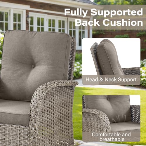 Brown Wicker High Back Patio Club Chair Set of 2 with Removable Cushions X440187