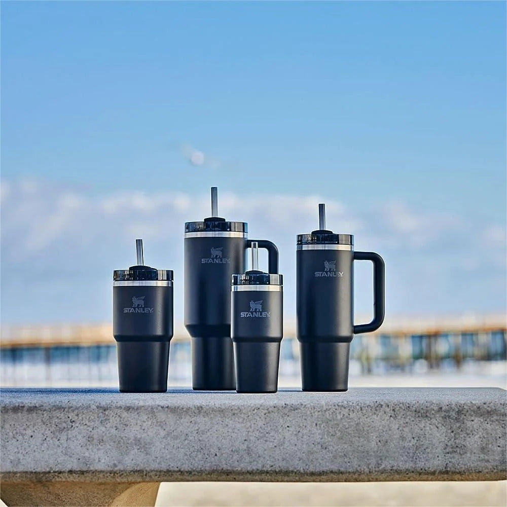 40 oz Black Stainless Steel Insulated Tumbler with Lid and Straw H6074