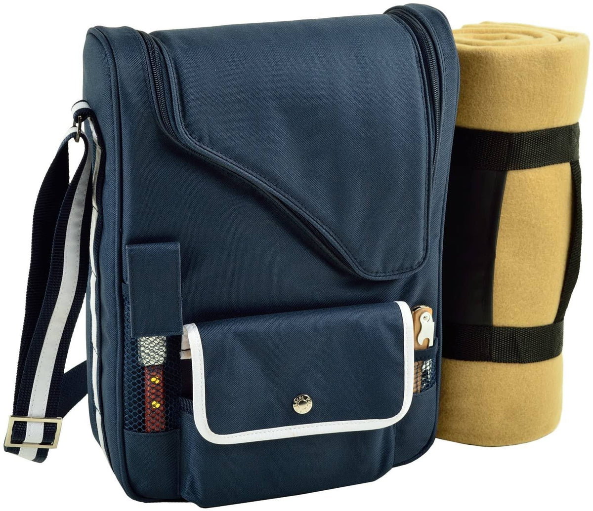 Bordeaux Wine & Cheese Cooler Bag with Glass Wine Glasses & Blanket H4573