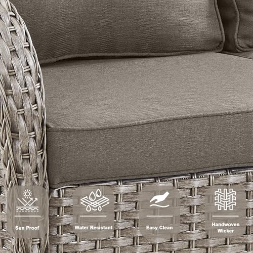 Brown Wicker High Back Patio Club Chair Set of 2 with Removable Cushions X440187