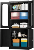 Black Glass Display Cabinet with 4 Shelves V465862