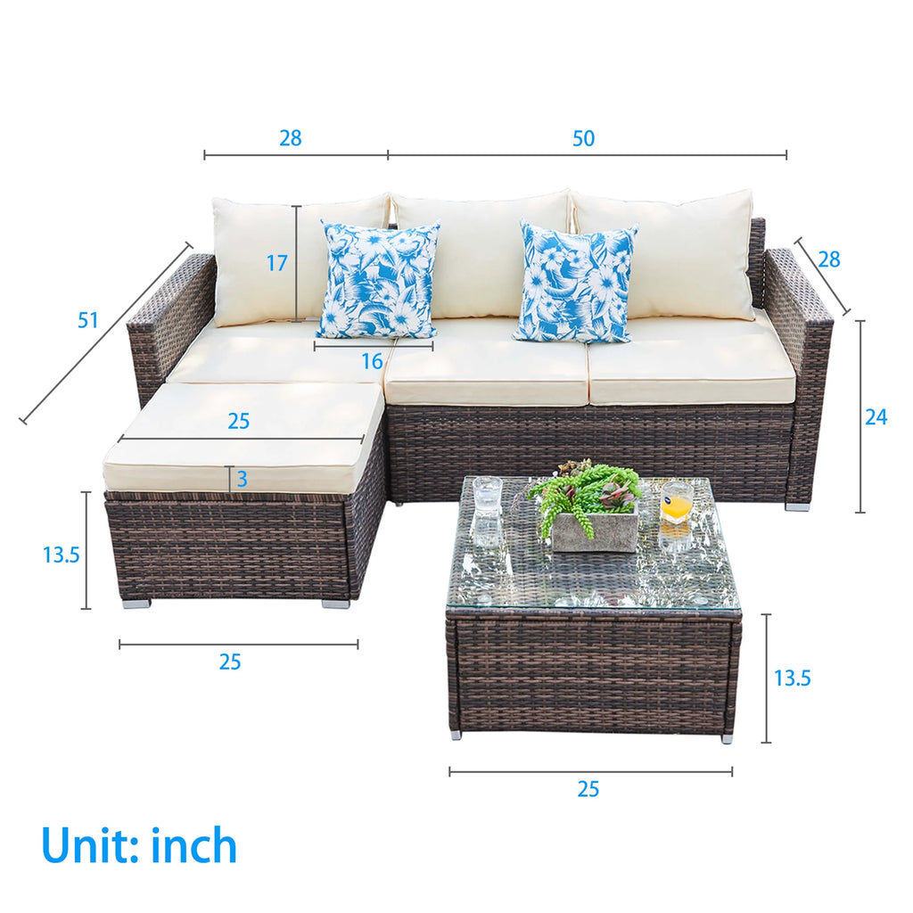 3 Piece Gray Wicker Patio Sofa Set G826432