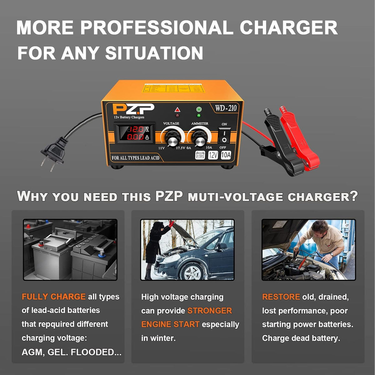12V/24V Manual Battery Charger T765