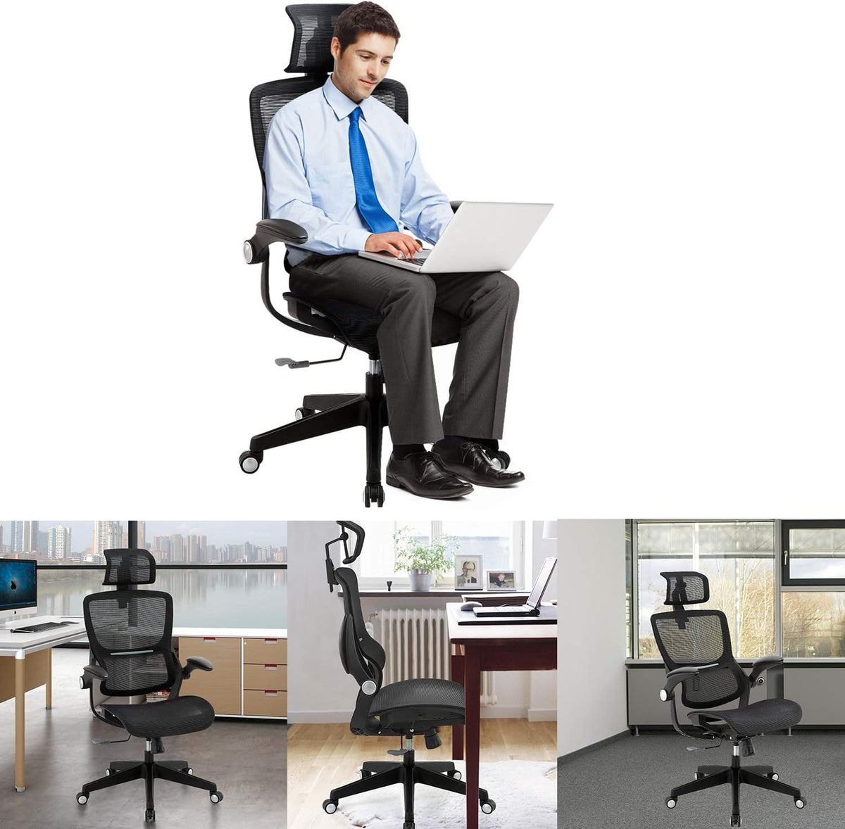 Black Ergonomic Mesh Office Chair with Lumbar Support T61966