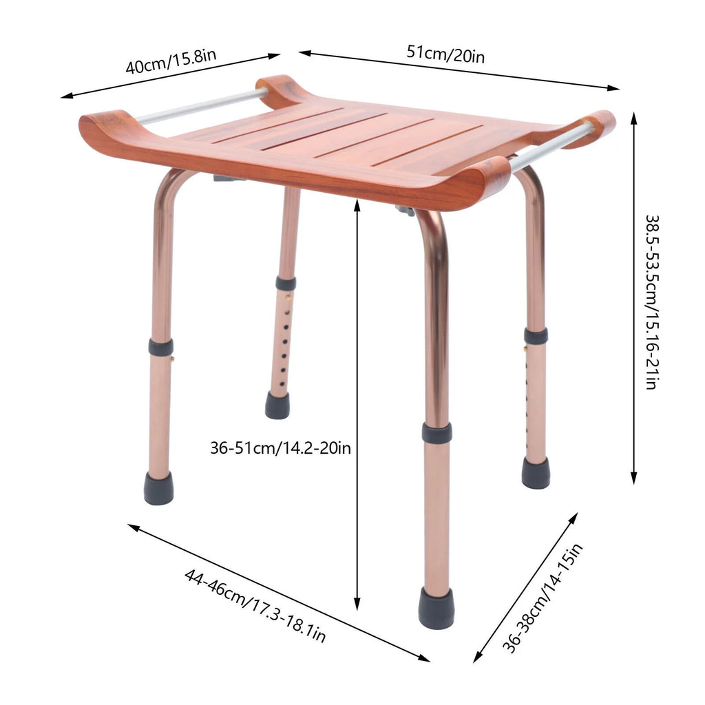 Teak Shower Stool Non-Slip Adjustable U707